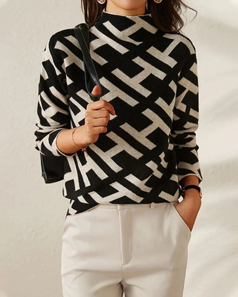 HIGH-NECK SWEATER WITH DESIGN