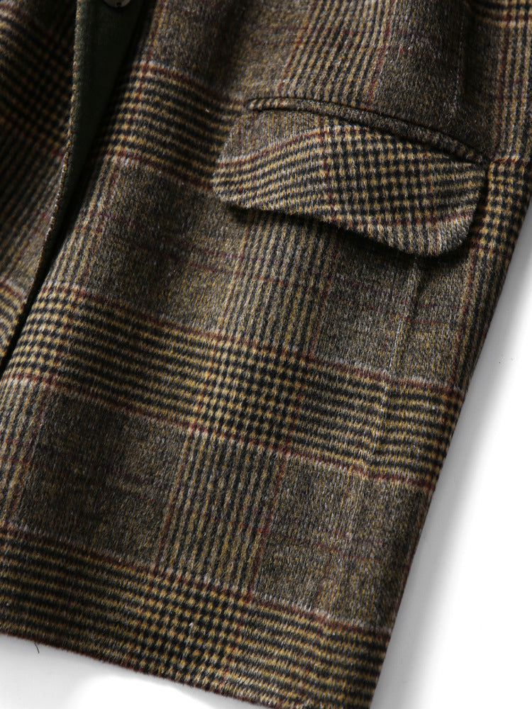 Classic Winter Plaid Wool Coat