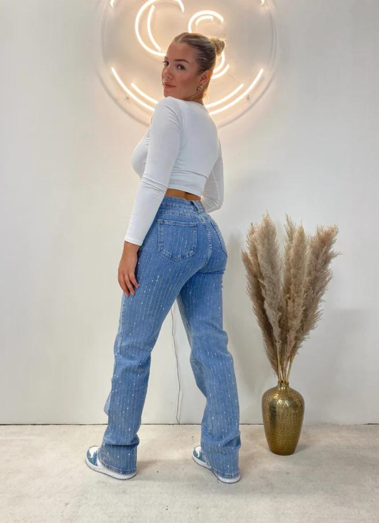 GLITTER STRAIGHT LEG JEANS BLUE