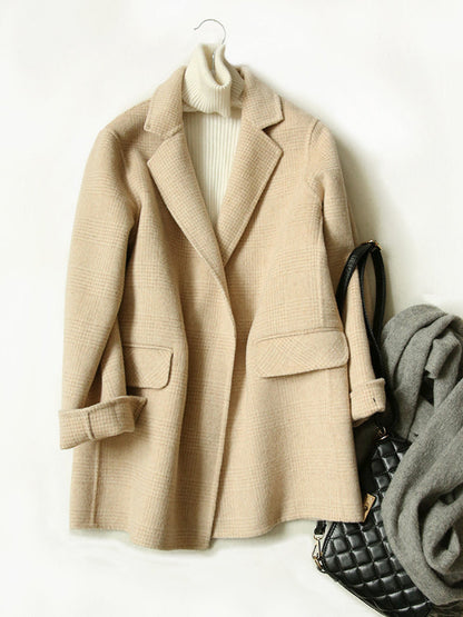 Classic Winter Plaid Wool Coat