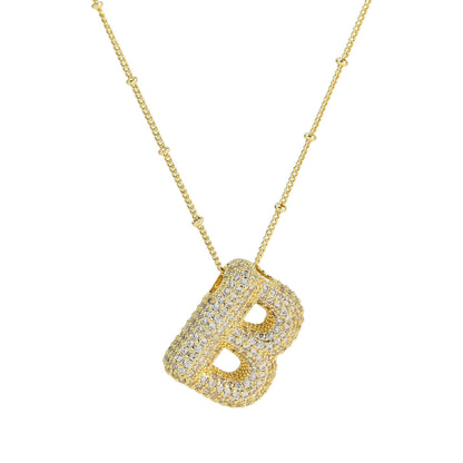 Diamond bubble letter nacklace