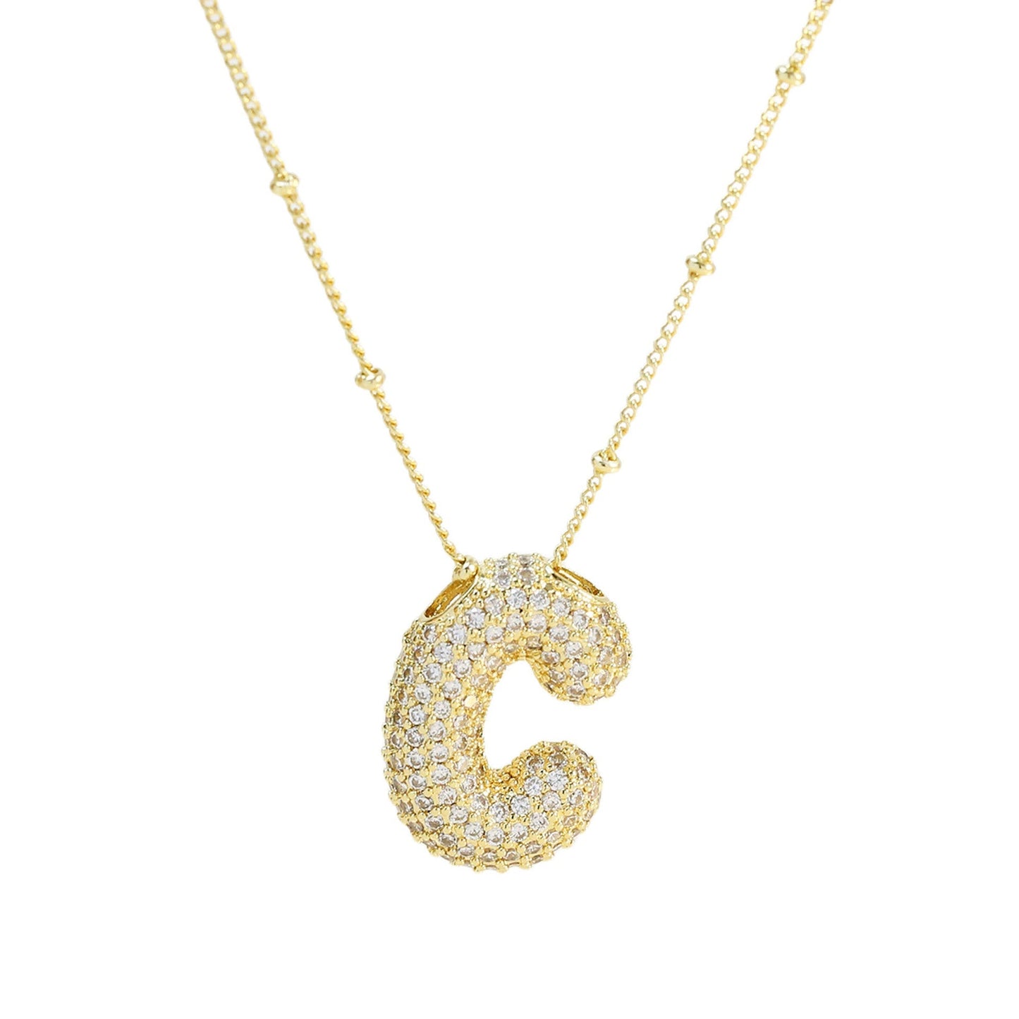 Diamond bubble letter nacklace