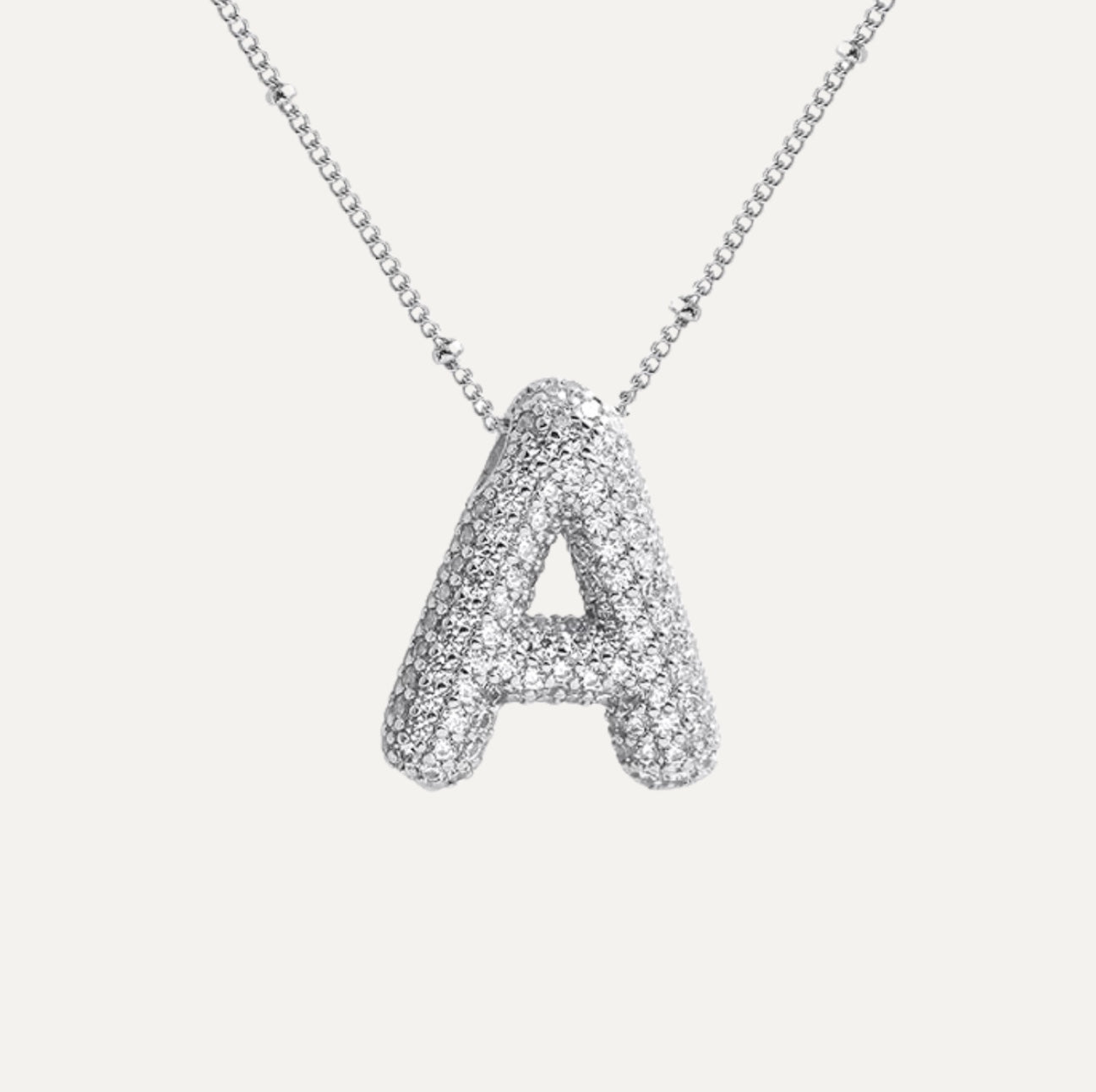 Diamond bubble letter nacklace