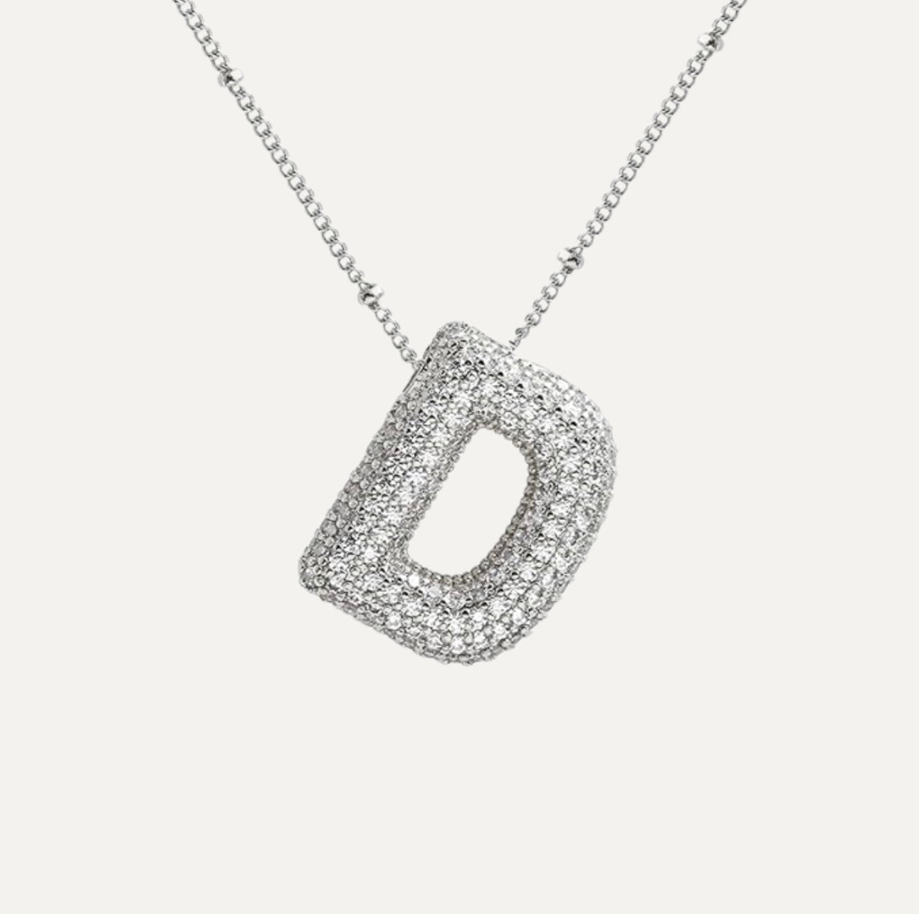 Diamond bubble letter nacklace