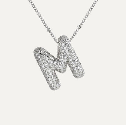 Diamond bubble letter nacklace