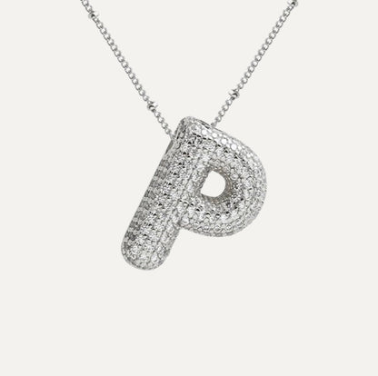 Diamond bubble letter nacklace