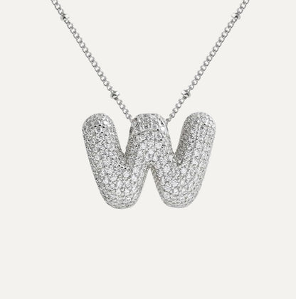 Diamond bubble letter nacklace