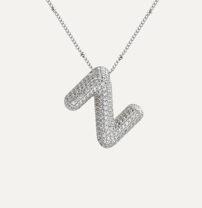 Diamond bubble letter nacklace