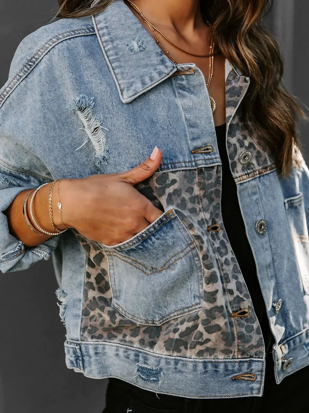 Zoë™ | Denim Jacket met Luipaardprint