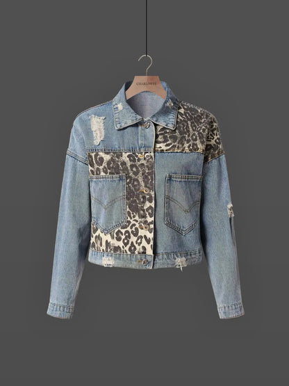 Zoë™ | Denim Jacket met Luipaardprint