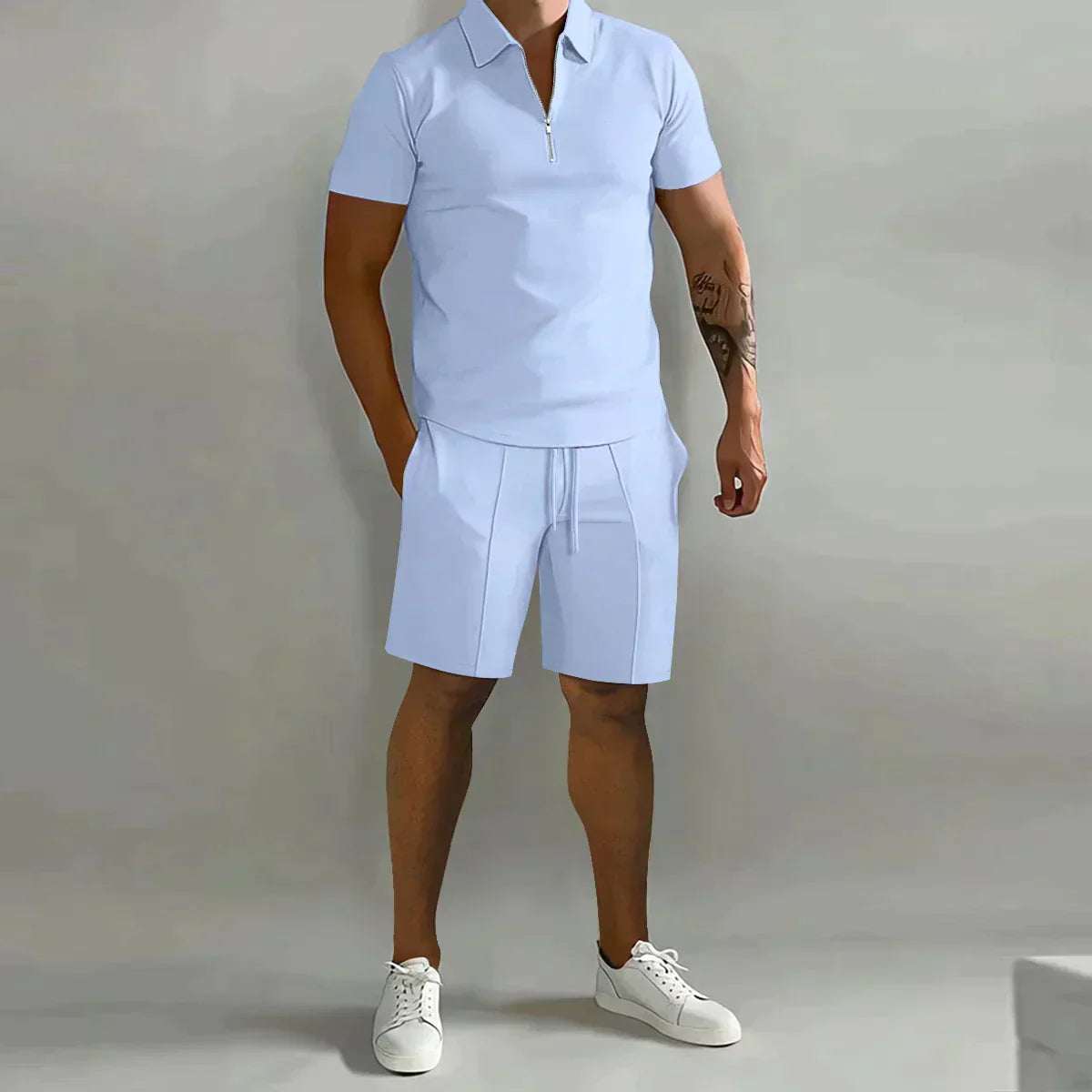 Tropische polo- en shortset