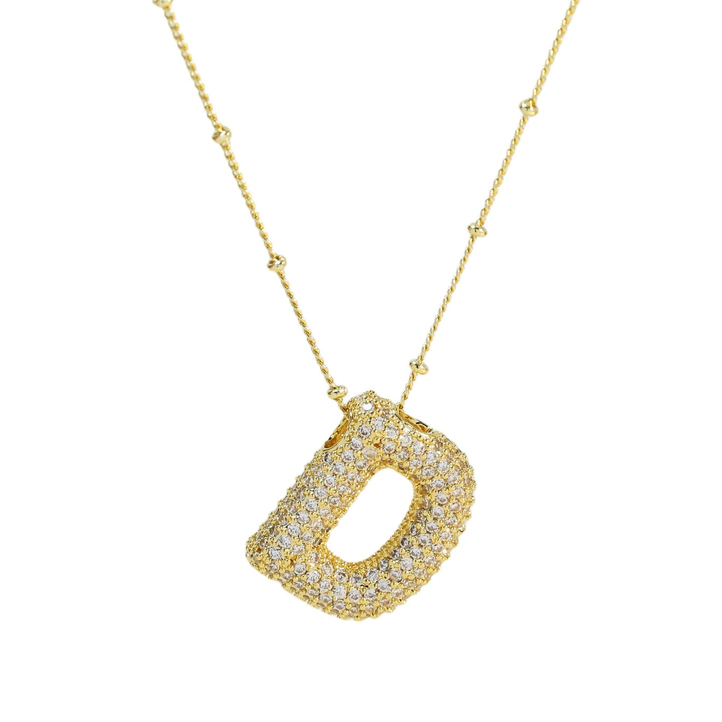 Diamond bubble letter nacklace