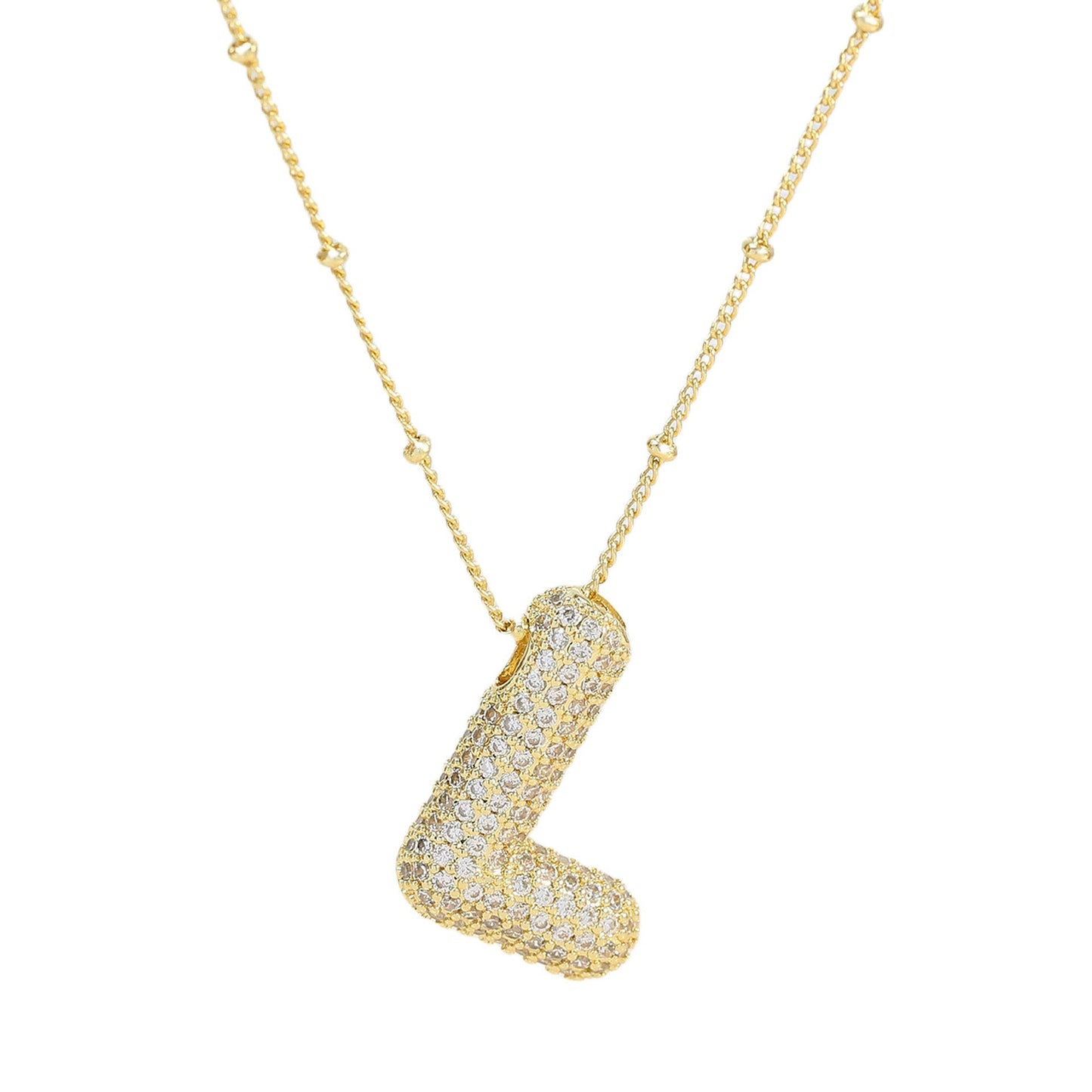 Diamond bubble letter nacklace