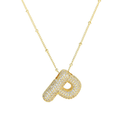 Diamond bubble letter nacklace