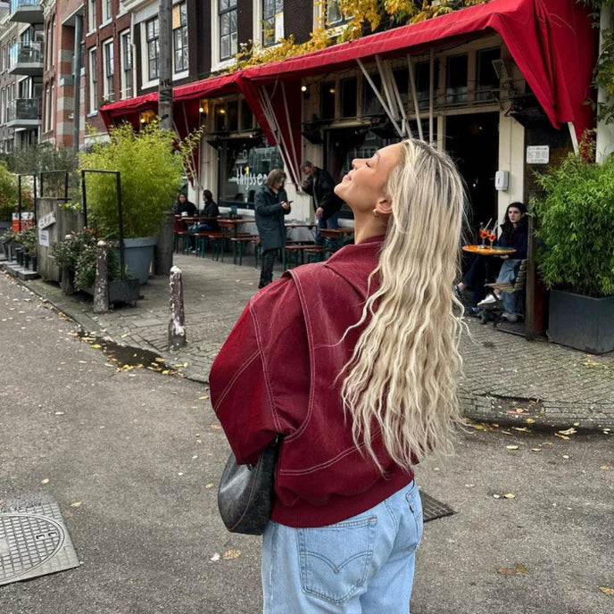 Noa™ | Oversized leren bomber jas